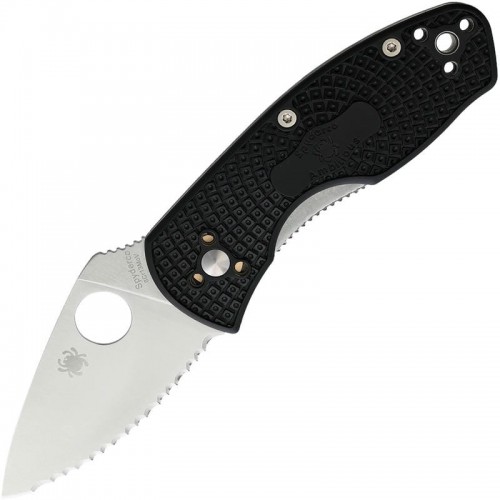 Spyderco Ambitious Lightweight Folding Knife - 2.31" 8Cr13MoV Serrated Stainless Steel Blade Black FRN Handle