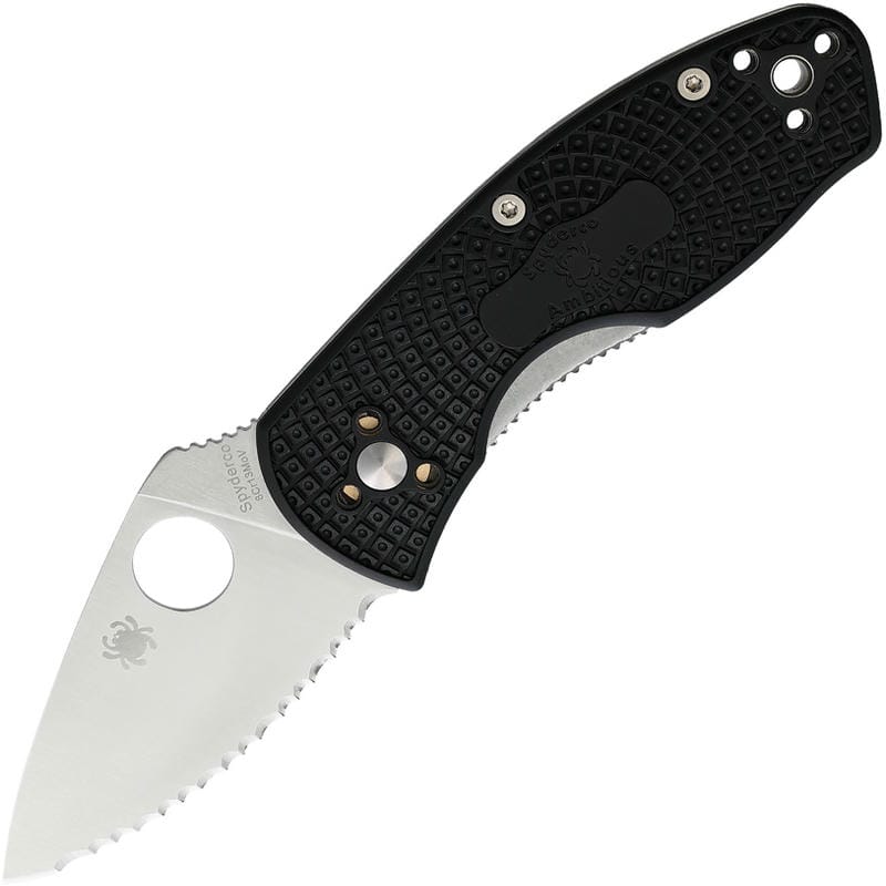 Spyderco Ambitious Lightweight Folding Knife - 2.31" 8Cr13MoV Serrated Stainless Steel Blade Black FRN Handle