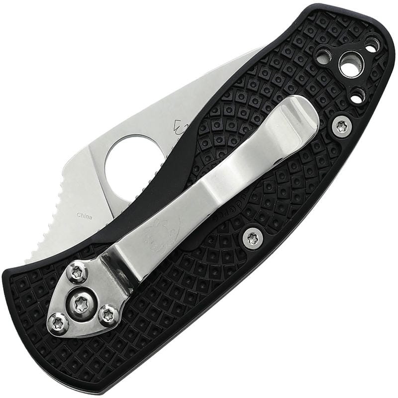 Spyderco Ambitious Lightweight Folding Knife - 2.31" 8Cr13MoV Serrated Stainless Steel Blade Black FRN Handle