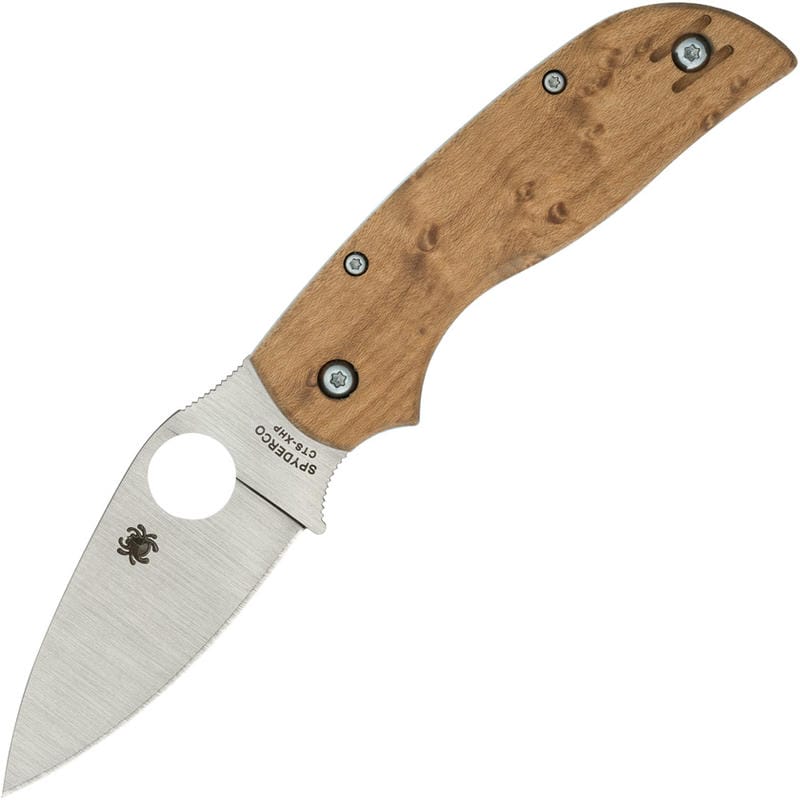 Spyderco Chaparral UK EDC SLIPIT Folding Knife - 2.77" CTS-XHP Plain Blade Birdseye Maple Wood Handle