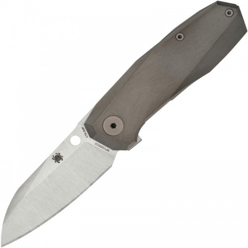 Spyderco Techno 3 Folding Knife - 2.64" CTS-XHP Satin Plain Blade Chamfered Titanium Handle