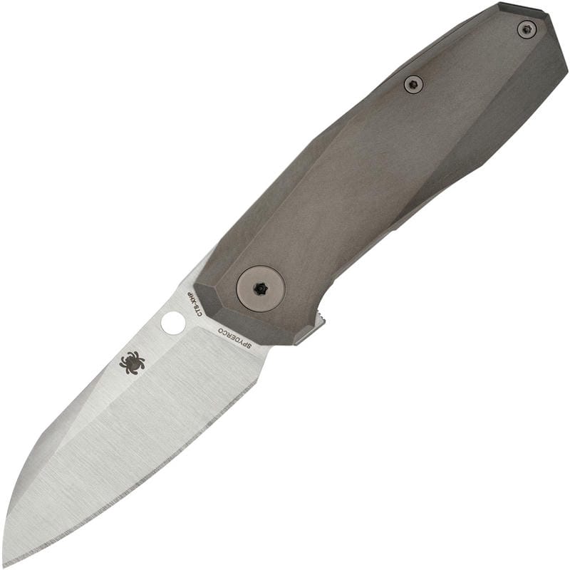 Spyderco Techno 3 Folding Knife - 2.64" CTS-XHP Satin Plain Blade Chamfered Titanium Handle