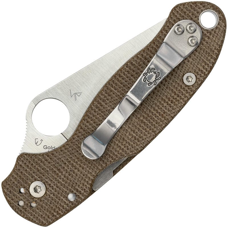 Spyderco Paramilitary 3 Compression Lock Folding Knife - 2.95" CPM-CruWear Blade Brown Canvas Micarta Handle