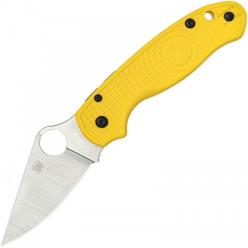 Spyderco Paramilitary 3 Salt Lightweight Folding Knife - 2.92" CPM-MagnaCut Plain Blade Yellow Handle