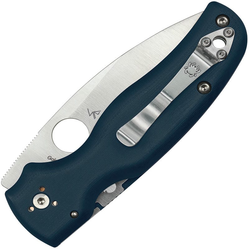 Spyderco Shaman Folding Knife - 3.58" CPM-SPY27 Satin Plain Blade Cobalt Blue G10 Handle