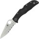 Spyderco Endela Lightweight Thin Blue Line Folding Knife - 3.41" Combo Blade Black and Blue Handle
