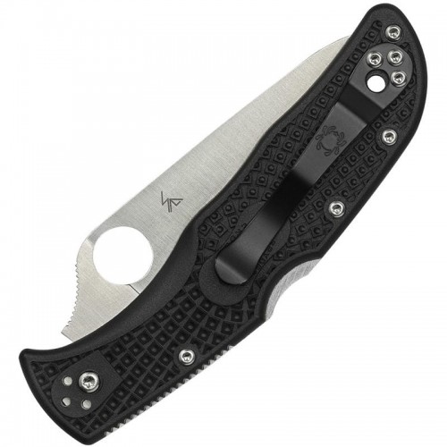 Spyderco Endela Lightweight Thin Blue Line Folding Knife - 3.41" Combo Blade Black and Blue Handle