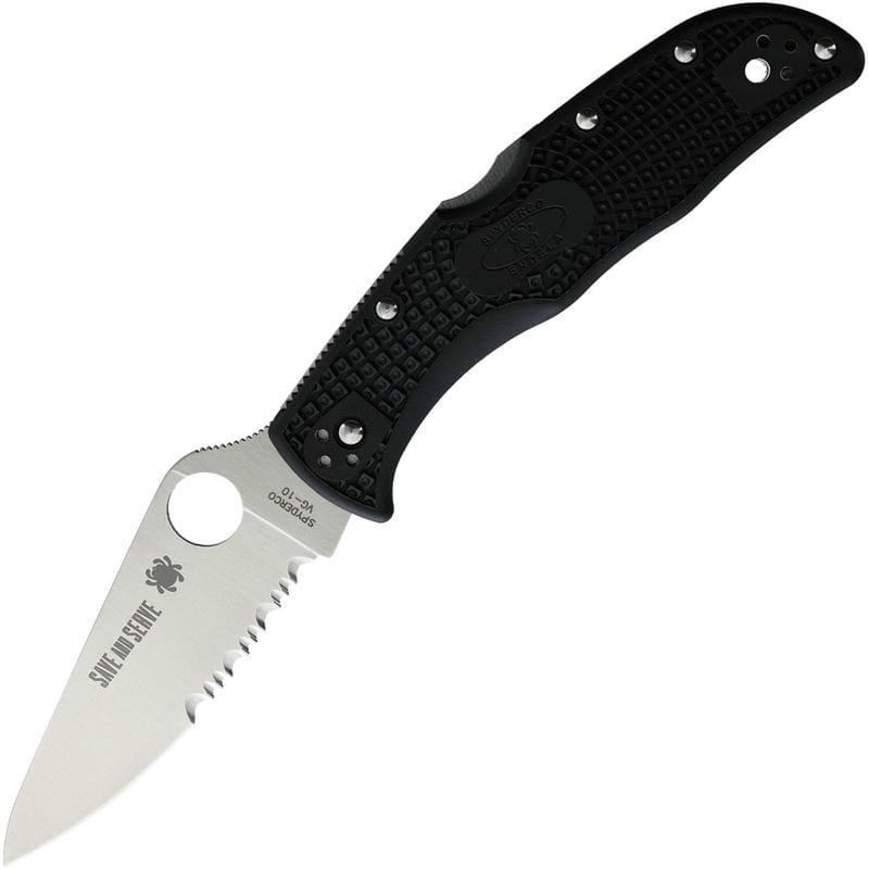 Spyderco Endela Lightweight Thin Red Line Folding Knife - 3.41" Combo Blade Black and Red Handle