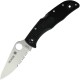 Spyderco Endela Lightweight Thin Red Line Folding Knife - 3.41" Combo Blade Black and Red Handle