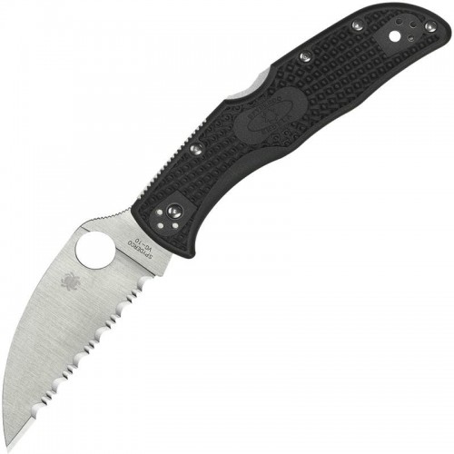 Spyderco Endela Wharncliffe Lightweight Folding Knife - 3.4" Serrated Blade, Black Handle