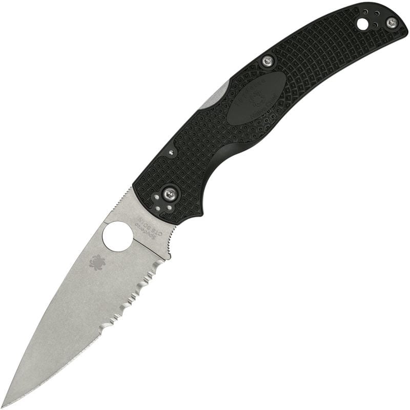 Spyderco Native Chief Lightweight Folding Knife - 4" CTS-BD1N Combo Blade Black Handle
