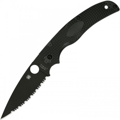 Spyderco Native Chief Lightweight Folding Knife - 4" CTS-BD1N Black Serrated Blade Black Handle