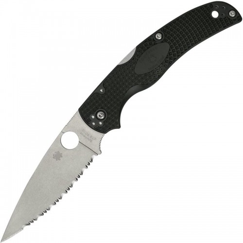 Spyderco Native Chief Lightweight Folding Knife - 4" CTS-BD1N Serrated Blade Black Handle