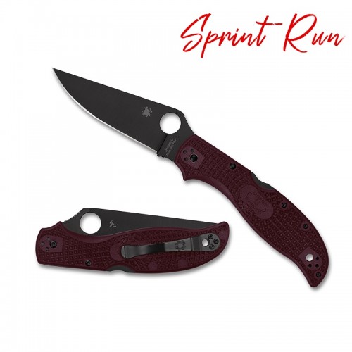 Spyderco Stretch 2 XL LW Sprint Run - 3.99" Micro-Melt PD#1 Blade Burgundy FRN Handle