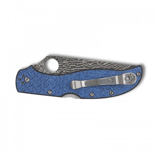 Spyderco Stretch 2 XL Blue Nishijin - 3.96" VG10 Damascus Blade Blue Nishijin Glass Fibre Handle