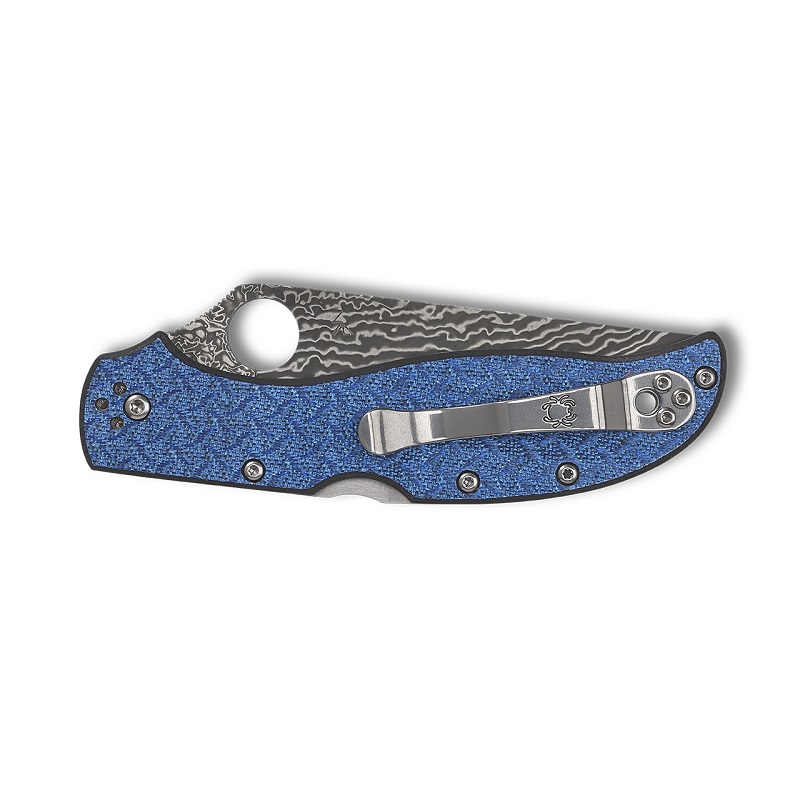 Spyderco Stretch 2 XL Blue Nishijin - 3.96" VG10 Damascus Blade Blue Nishijin Glass Fibre Handle
