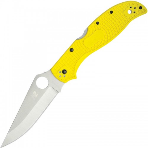 Spyderco Stretch 2XL Salt Folding Knife - 3.92" Plain Blade, Yellow Handle