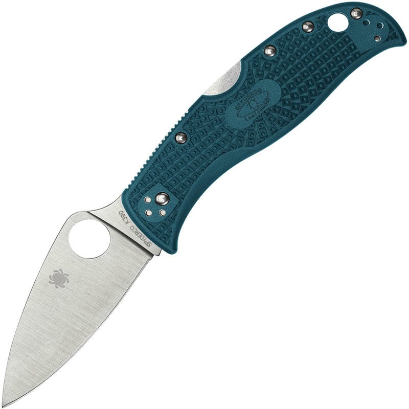 Spyderco LeafJumper Folding Knife - 3.09" K390 Satin Leaf Shaped Plain Blade Blue FRN Handle