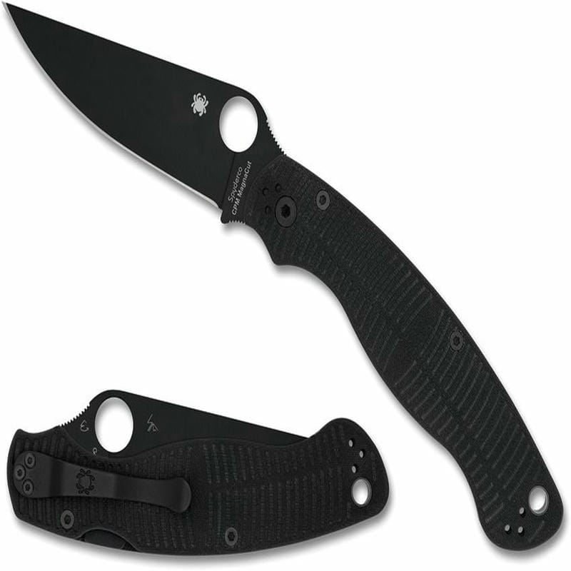 Spyderco Military 2 Salt Black Folding Knife - 4" CPM-Magnacut Black Blade G10 Handle