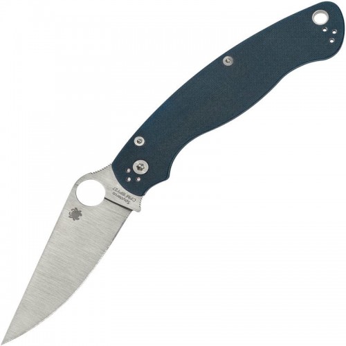 Spyderco Military 2 Compression Lock Folding Knife - 4" CPM-SPY27 Satin Plain Blade Cobalt Blue G10 Handle