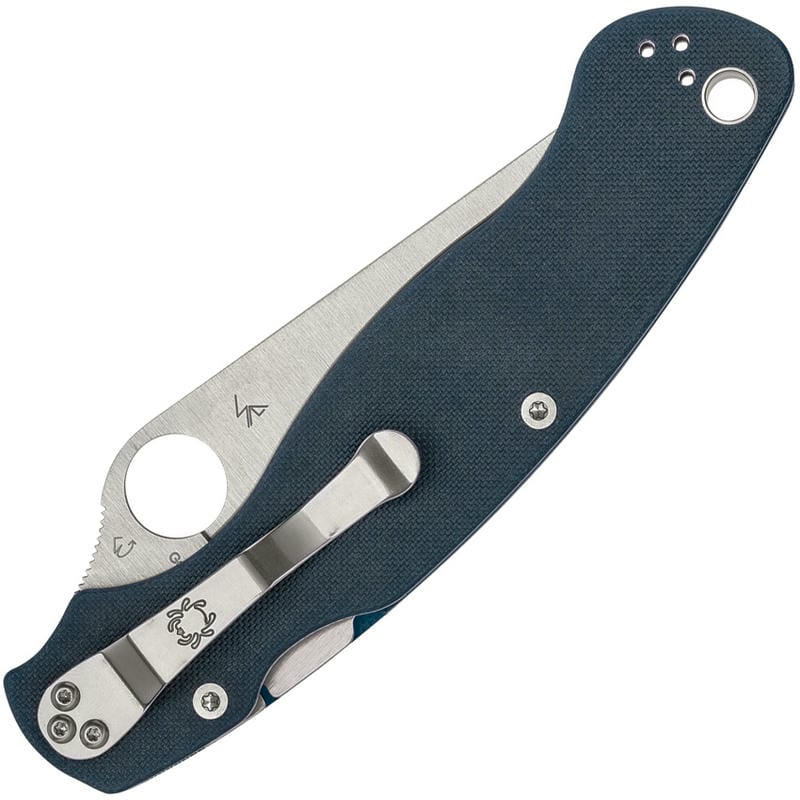 Spyderco Military 2 Compression Lock Folding Knife - 4" CPM-SPY27 Satin Plain Blade Cobalt Blue G10 Handle
