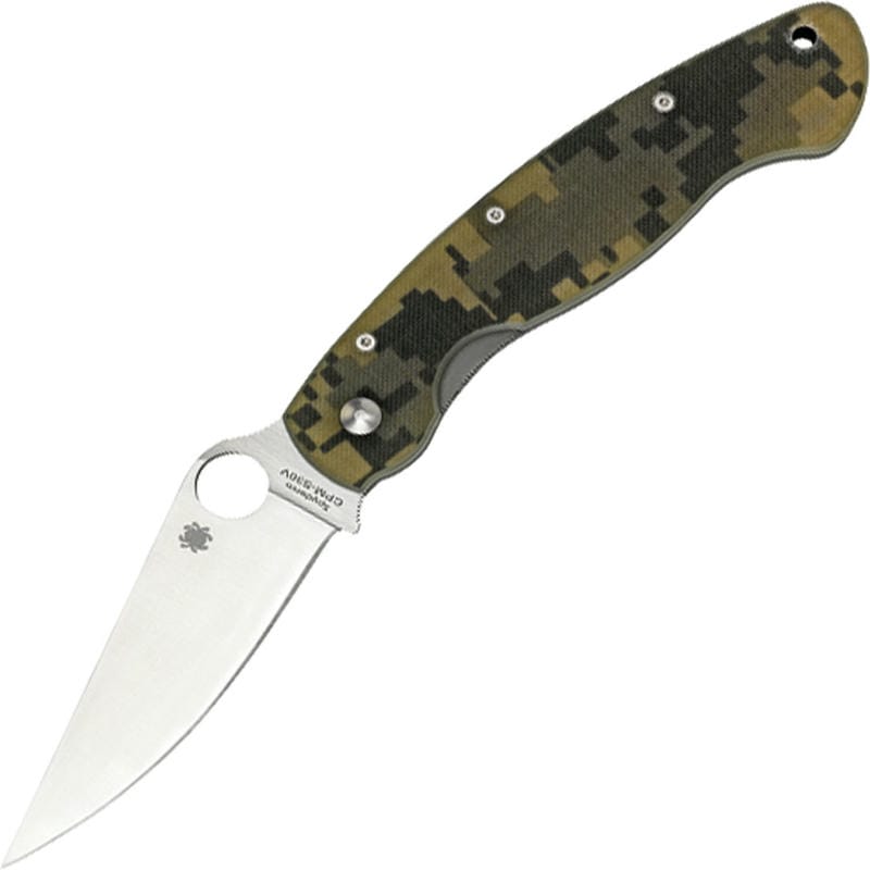 Spyderco Military Folding Knife - 4" S30V Satin Plain Blade Digital Camo G10 Handle Liner Lock