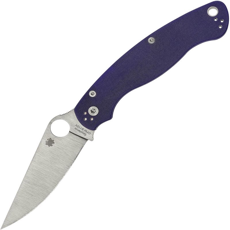 Spyderco Military 2 Compression Lock Folding Knife CPM-S110V Blade Blue Purple G10 Handle