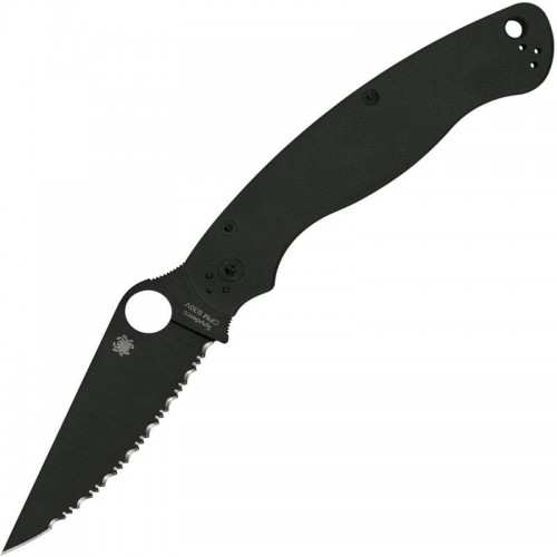 Spyderco Military 2 Folding Knife - 4" S30V Black DLC Serrated Blade Black G10 Handle
