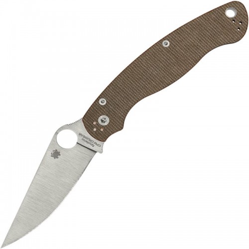 Spyderco Military 2 Folding Knife - 4" CruWear Blade Brown Canvas Micarta Handle