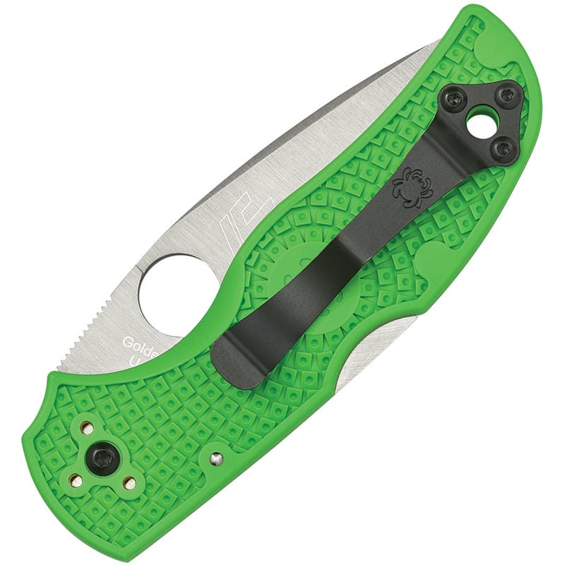 Spyderco Native 5 Salt Folding Knife - 2.95" LC200N Satin Serrated Blade Green FRN Handle