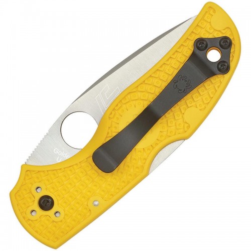 Spyderco Native 5 Salt Folding Knife - 2.95" CPM-MagnaCut Satin Serrated Blade Yellow FRN Handle