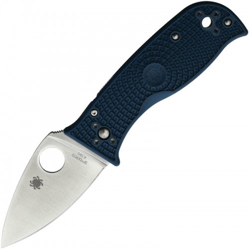 Spyderco Lil' Temperance 3 Folding Knife - 2.92" K390 Satin Plain Blade Blue FRN Handle