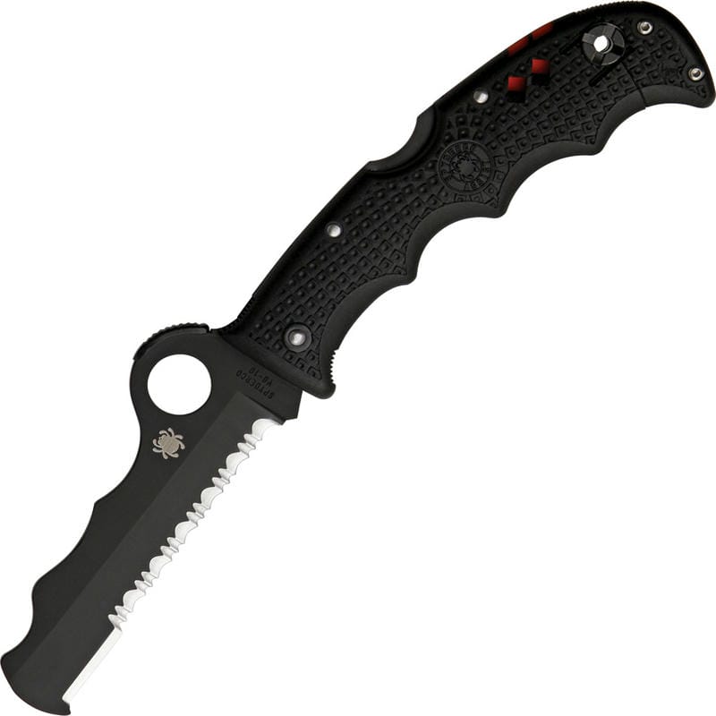 Spyderco Assist Rescue Folding Knife VG10 Black Combo Blade Black Handle