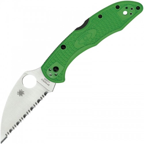 Spyderco Salt 2 Folding Knife - 3" LC200N Wharncliffe Serrated Blade, Green Handle