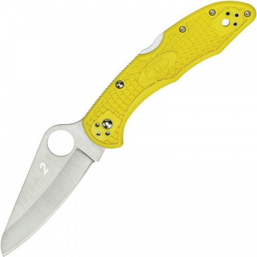 Spyderco Salt 2 Folding Knife - 3" H2 Plain Blade Yellow FRN Handle