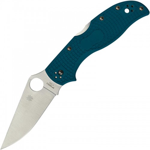 Spyderco Stretch 2 Lightweight Folding Knife - 3.45" Satin Plain Blade, Blue Handle
