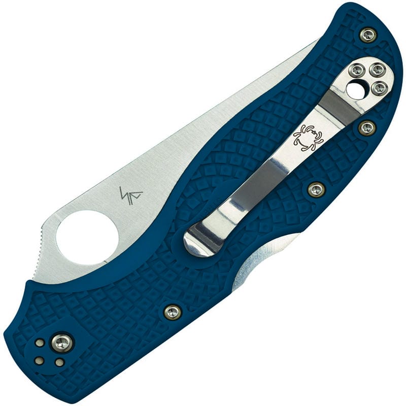 Spyderco Stretch 2 Lightweight Folding Knife - 3.45" Satin Plain Blade, Blue Handle