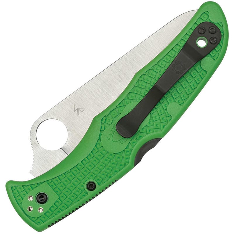 Spyderco Pacific Salt 2 Folding Knife - 3.76" LC200N Plain SpyderEdge Blade Green FRN Handle