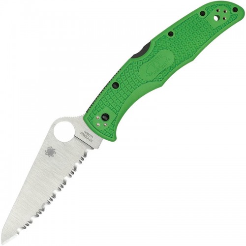 Spyderco Pacific Salt 2 Folding Knife - 3.76" LC200N Serrated SpyderEdge Blade Green FRN Handle