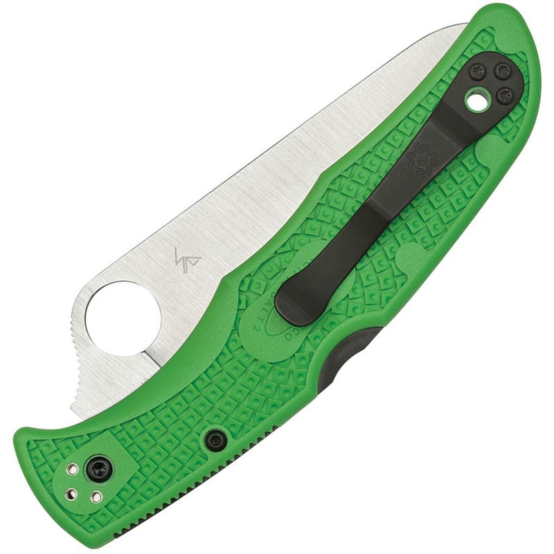 Spyderco Pacific Salt 2 Folding Knife - 3.76" LC200N Serrated SpyderEdge Blade Green FRN Handle