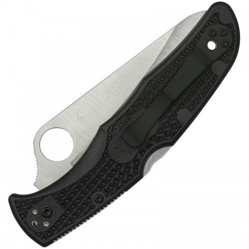 Spyderco Pacific Salt Folding Knife 3.78" H1 Satin Plain Blade, Black FRN Handle