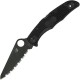 Spyderco Pacific Salt 2 Folding Knife 3.78" H1 Black TiCN Serrated Blade Black Handle