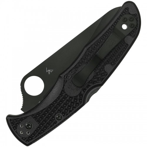 Spyderco Pacific Salt 2 Folding Knife 3.78" H1 Black TiCN Serrated Blade Black Handle