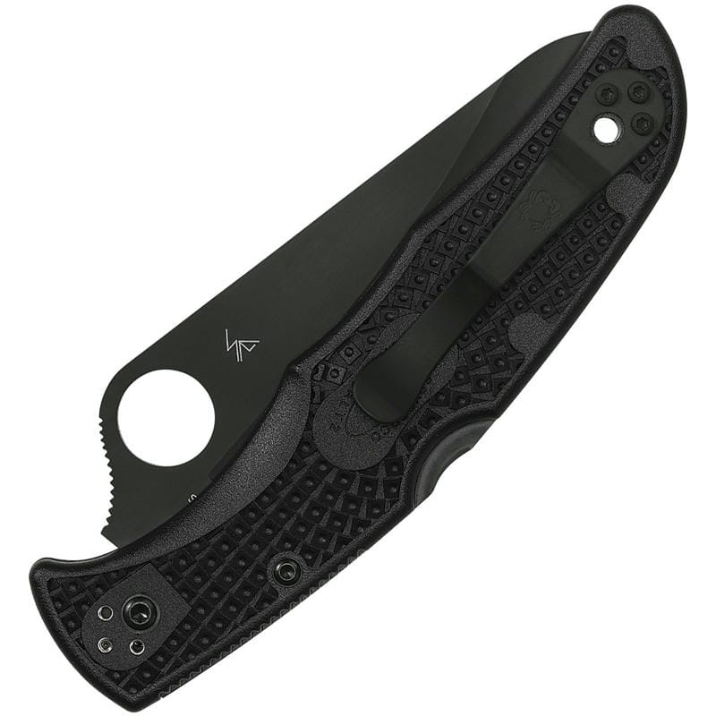Spyderco Pacific Salt 2 Folding Knife 3.78" H1 Black TiCN Serrated Blade Black Handle