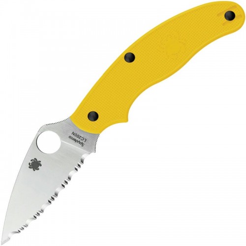 Spyderco UK Penknife Salt UK EDC Knife - 2.9"  Serrated Blade Yellow Handle