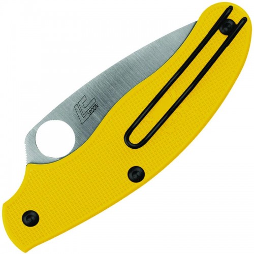 Spyderco UK Penknife Salt UK EDC Knife - 2.9"  Serrated Blade Yellow Handle