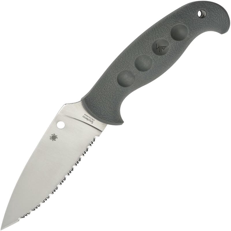 Spyderco Temperance Sprint Run Fixed Blade Knife - 4.46" CPM-CruWear Serrated Blade Grey Handle