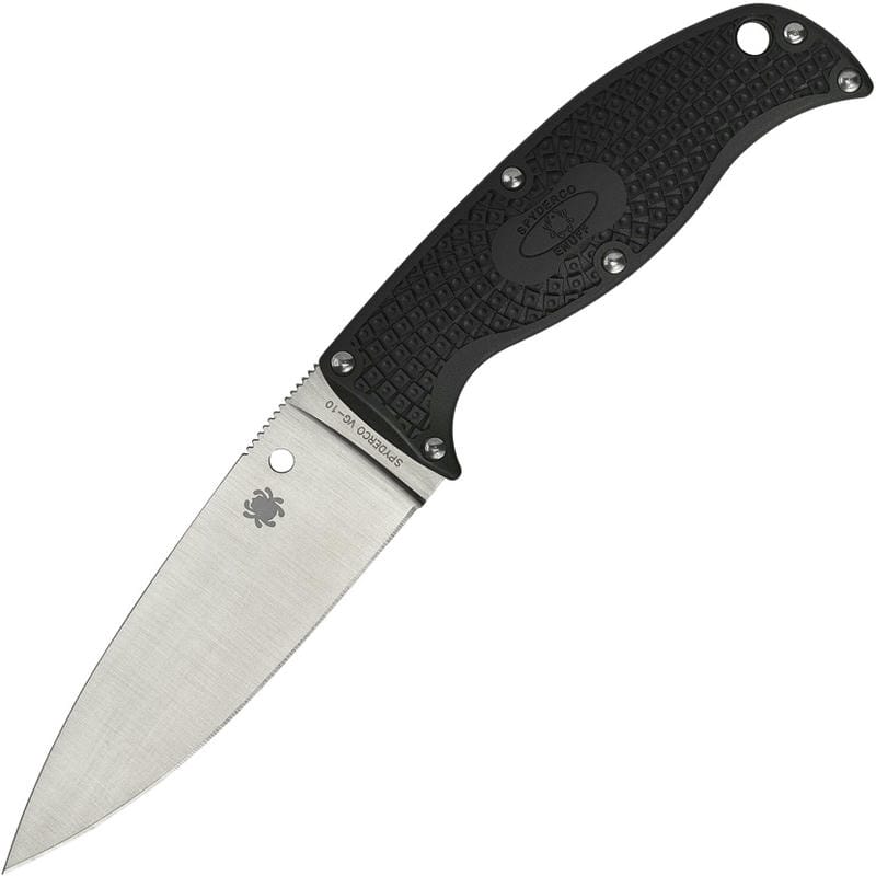 Spyderco Enuff 2 Fixed Blade Knife - 3.93" VG10 Leaf Shaped Blade Black Handle