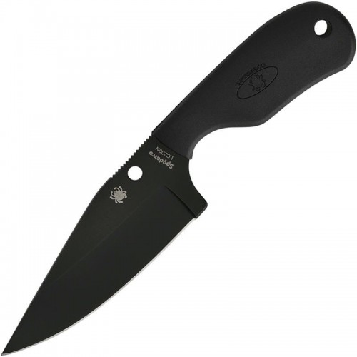 Spyderco Fred Perrin Subway Bowie Fixed Blade Knife - 2.8" LC200N Black Plain Blade Black FRN Handle