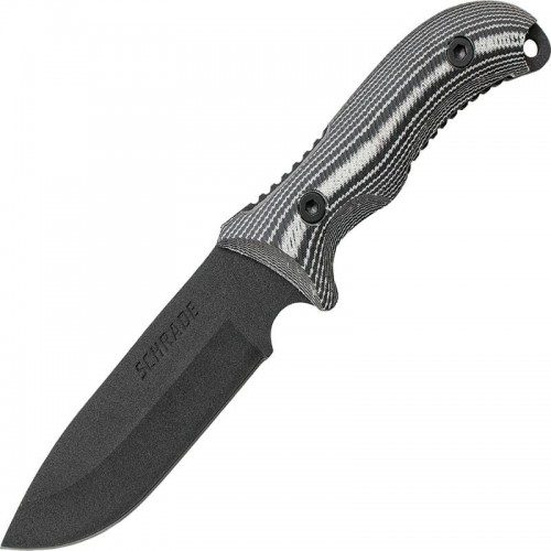 Schrade F36M Frontier Fixed Blade Knife - 5.05" Black High Carbon Steel Blade Micarta Handle